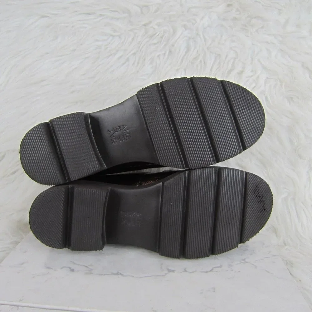 Naturalizer Cabaret Lug Sole Loafer Shoes Brown Patent Leather Women's Size 8 M